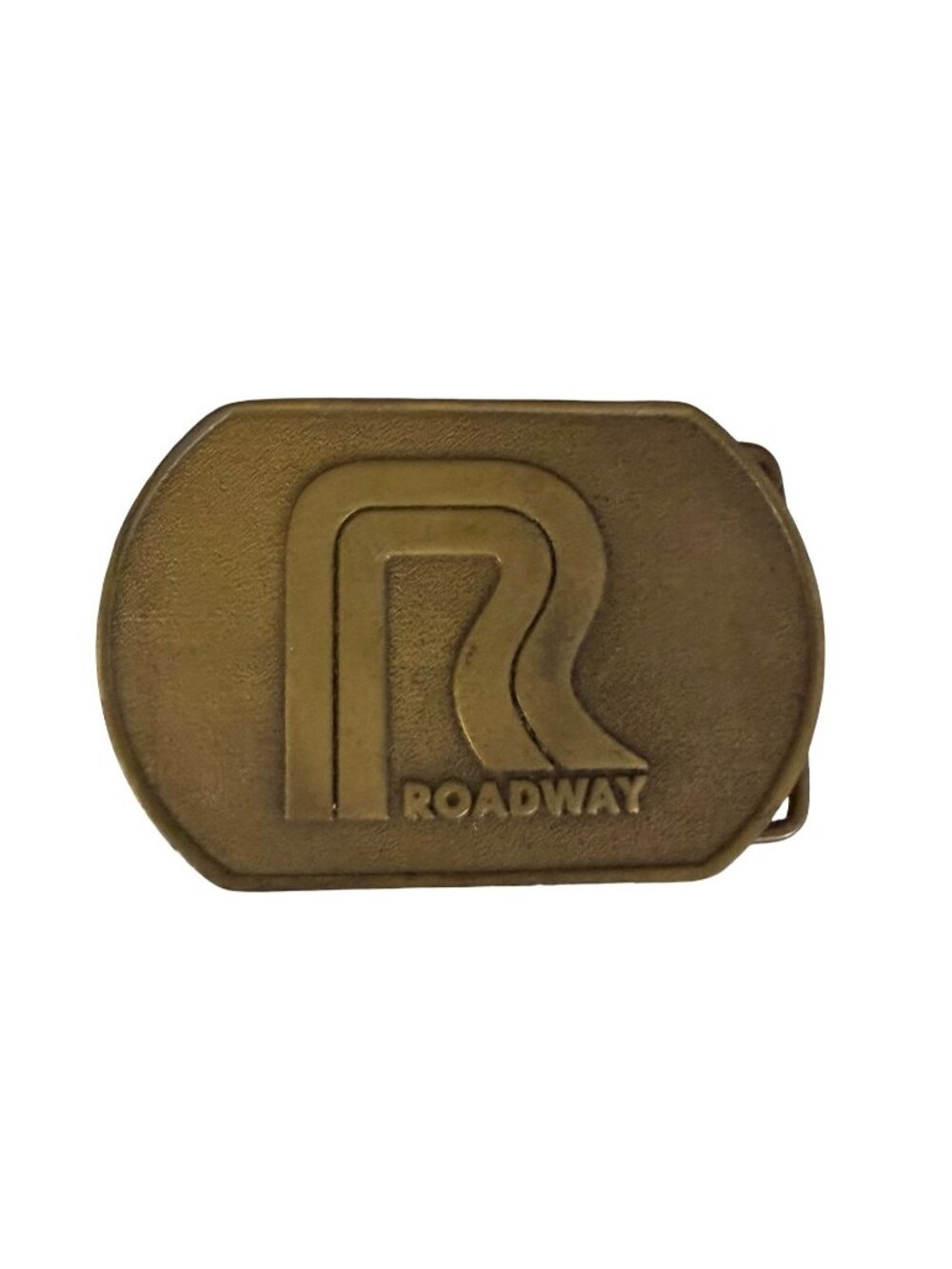 Vintage Roadway Trucking Brass Belt Buckle Railroad Style Logo Cleveland Ohio